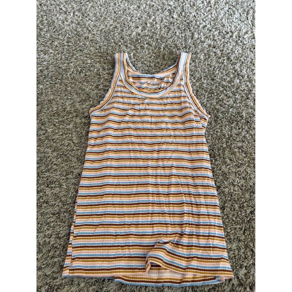 American Eagle Soft & Sexy Ribbed Tank Top Small Multicolor Striped Sleeveless